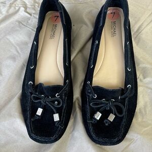 MICHAEL Michael Kors Black Suede Loafers with Bow